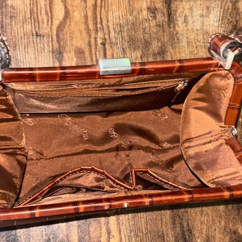 Classic Croc-Embossed Top-Handle Bag in Dark Brown